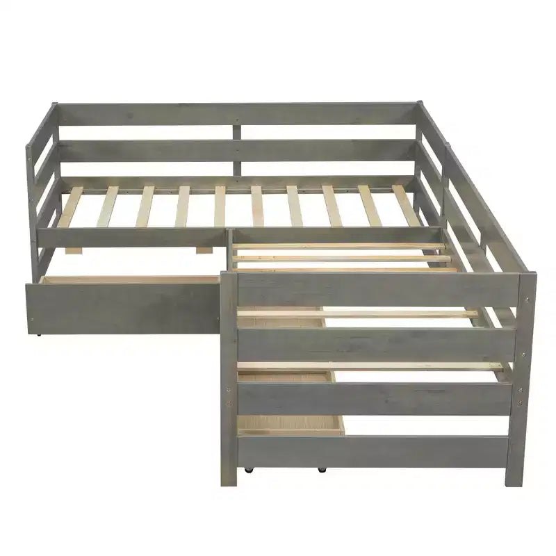 Divano Letto a L, Misura Singola, con 3 Cassetti Portaoggetti, Struttura in Legno - ModernLuxe