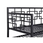 RealRooms Penelope Letto a Giorno Geometrico in Metallo con Rotelle, Matrimoniale, Nero