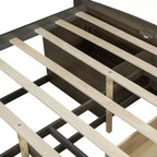 Divano Letto Matrimoniale in Legno Whisen con 2 Comodini, Ripiani Superiori e 4 Cassetti