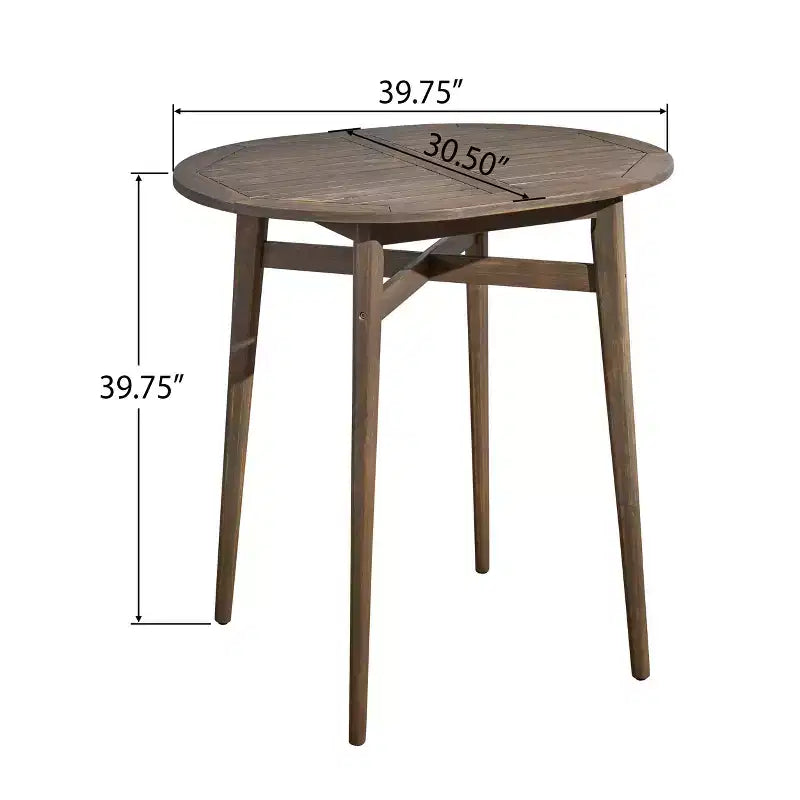 Tavolo da Bar Rotondo da Esterno GDFStudio in Legno di Acacia con Gambe Affusolate