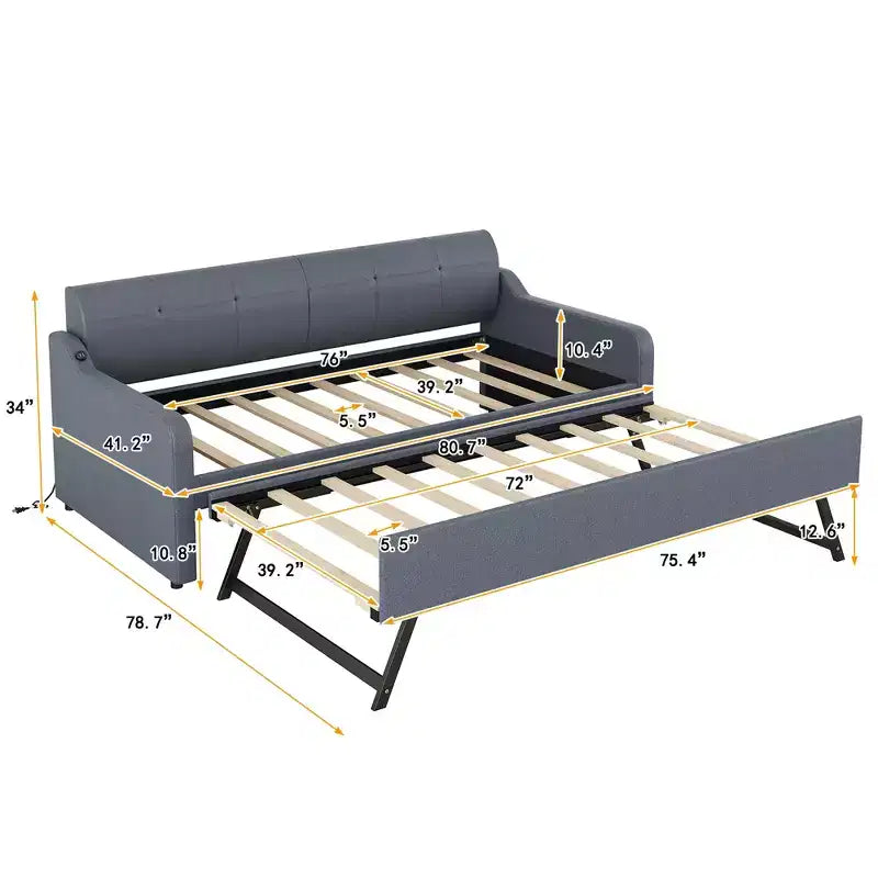 Divano letto Whisen Tappezzeria con Letto Estraibile Sollevabile e Design con Ricarica USB