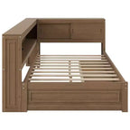 Daybed in legno Full Size Whisen con ripiani portaoggetti, USB, LED e letto estraibile a rotelle