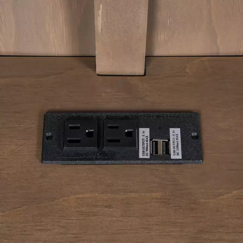 Daybed in legno Full Size Whisen con ripiani portaoggetti, USB, LED e letto estraibile a rotelle