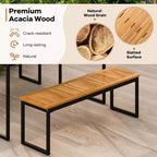 Costway Set da Pranzo per Esterni 6 Pezzi in Legno di Acacia con Panca e 2 Fori per Ombrellone per Patio Esterno