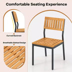 Costway Set da Pranzo per Esterni 6 Pezzi in Legno di Acacia con Panca e 2 Fori per Ombrellone per Patio Esterno