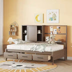 Letto da giorno/divano GDFStudio Byron con mensole e porte USB, dimensioni singole