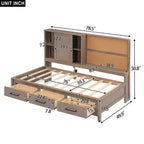 Letto da giorno/divano GDFStudio Byron con mensole e porte USB, dimensioni singole