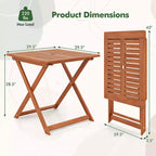 Tavolo da pranzo da esterno Costway 1/2 pz 29.5 x 29.5 con finitura effetto teak e 2 fori per ombrellone per balcone