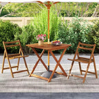 Tavolo da pranzo da esterno Costway 1/2 pz 29.5 x 29.5 con finitura effetto teak e 2 fori per ombrellone per balcone