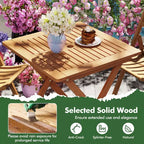 Tavolo da pranzo da esterno Costway 1/2 pz 29.5 x 29.5 con finitura effetto teak e 2 fori per ombrellone per balcone