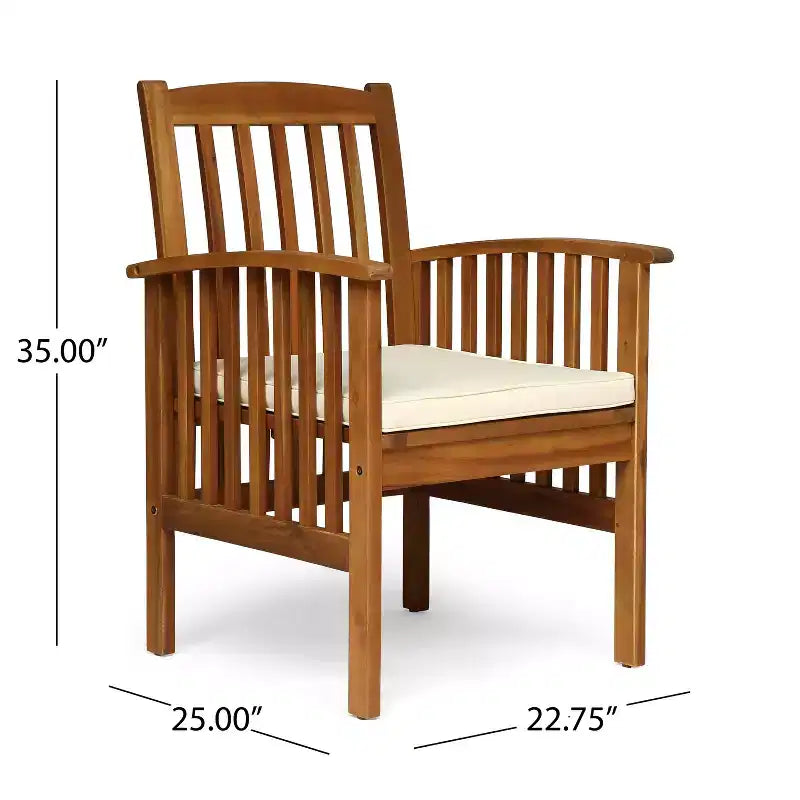 Christopher Knight Home Valence Set da Pranzo da Esterno a 5 Pezzi in Legno di Acacia con Cuscini Resistenti all'Acqua