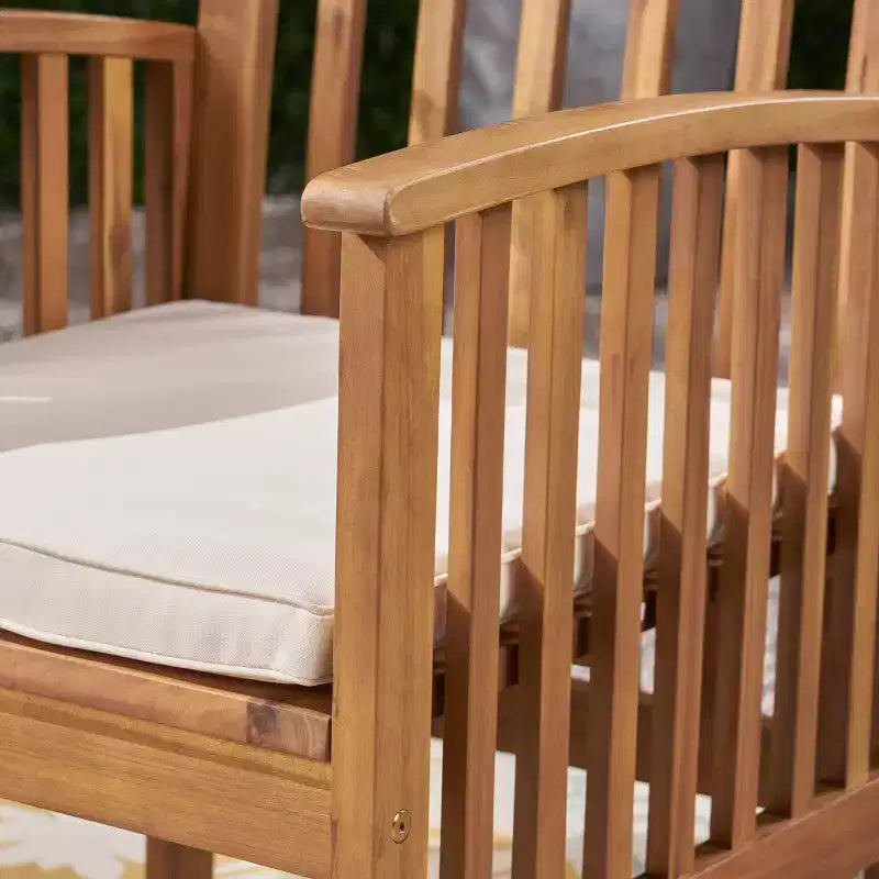 Christopher Knight Home Valence Set da Pranzo da Esterno a 5 Pezzi in Legno di Acacia con Cuscini Resistenti all'Acqua