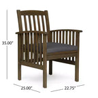 Christopher Knight Home Valence Set da Pranzo da Esterno a 5 Pezzi in Legno di Acacia con Cuscini Resistenti all'Acqua
