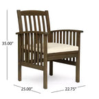 Christopher Knight Home Valence Set da Pranzo da Esterno a 5 Pezzi in Legno di Acacia con Cuscini Resistenti all'Acqua