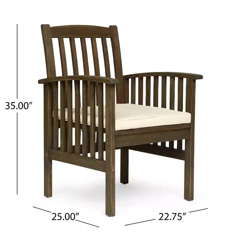 Christopher Knight Home Valence Set da Pranzo da Esterno a 5 Pezzi in Legno di Acacia con Cuscini Resistenti all'Acqua