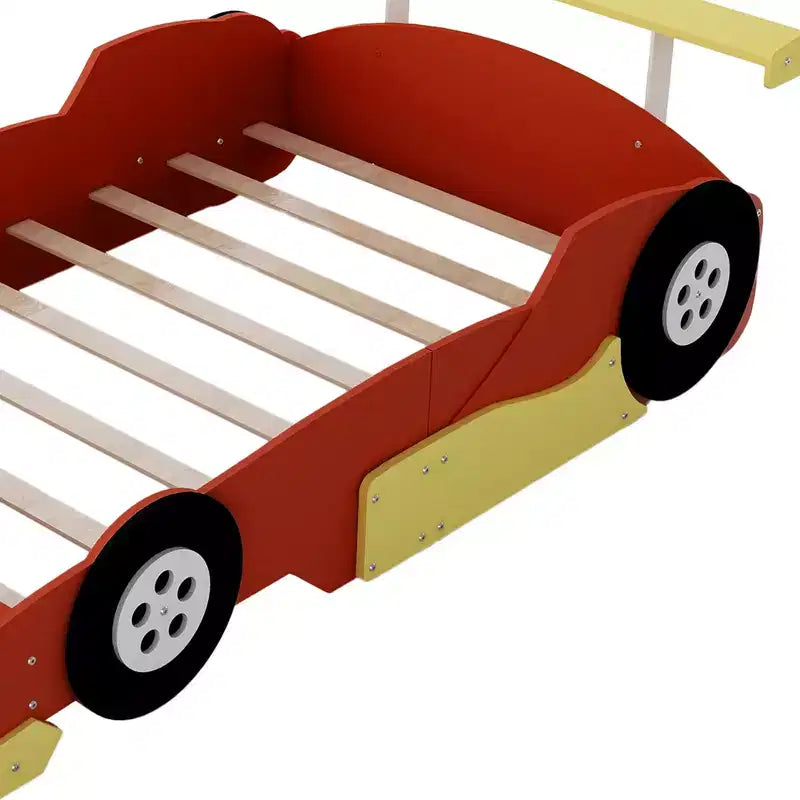 Whisen Letto a Piattaforma Unico a Forma di Auto da Corsa Dimensioni Matrimoniale con Ruote