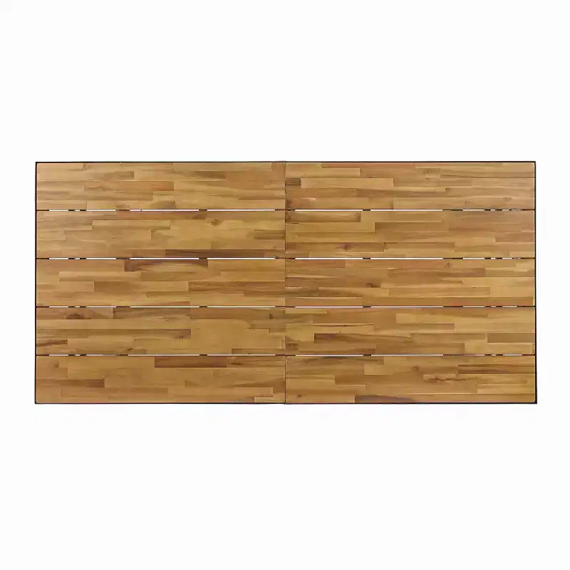 Christopher Knight Home Requeta Set da pranzo da esterno 7 pezzi in legno di acacia e resina con tavolo da pranzo da 70,25", nero/teak