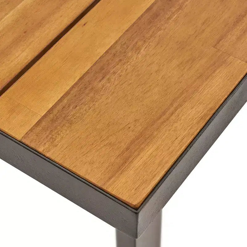 Christopher Knight Home Requeta Set da pranzo da esterno 7 pezzi in legno di acacia e resina con tavolo da pranzo da 70,25", nero/teak