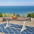 Christopher Knight Home Outdoor Acacia Wood Dining Table with Trestle Base, Dark Brown/White