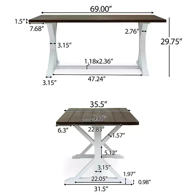 Christopher Knight Home Tavolo da pranzo in legno di acacia da esterno con base a cavalletto, marrone scuro/bianco