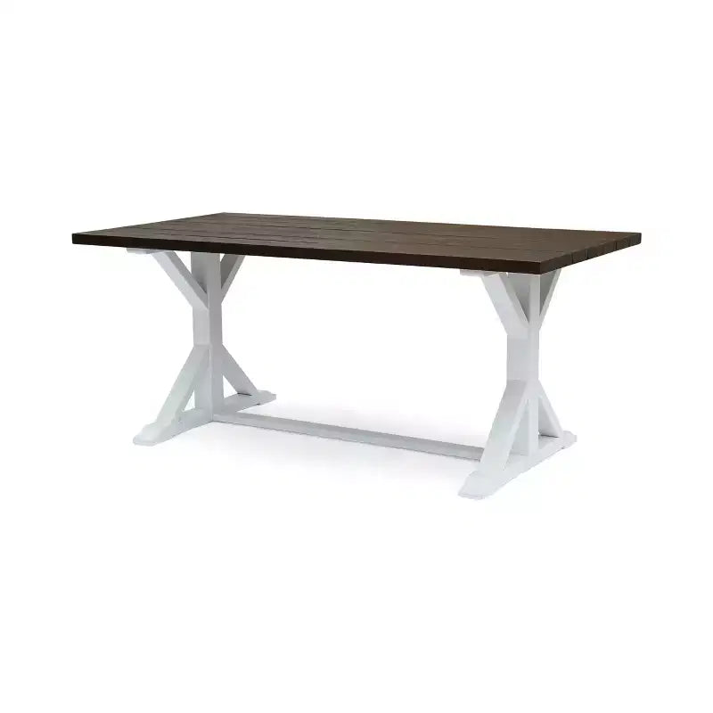Christopher Knight Home Tavolo da pranzo in legno di acacia da esterno con base a cavalletto, marrone scuro/bianco
