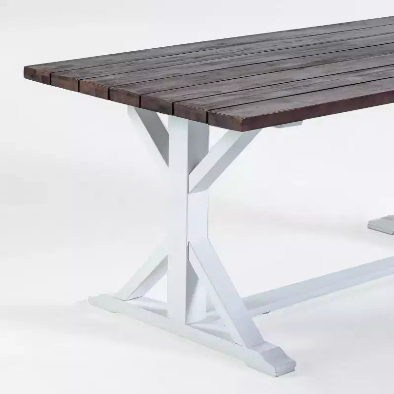 Christopher Knight Home Tavolo da pranzo in legno di acacia da esterno con base a cavalletto, marrone scuro/bianco