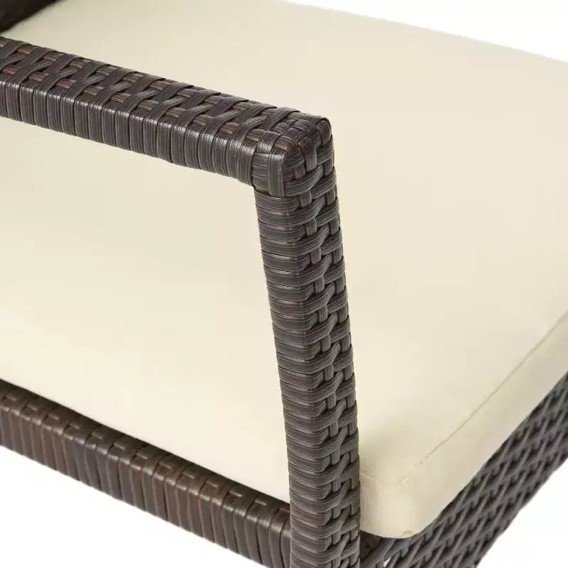Christopher Knight Home Didicas Set da Pranzo da 5 Pezzi per Esterni in Legno di Acacia e Vimini con Cuscini, Teak/Marrone Multitono