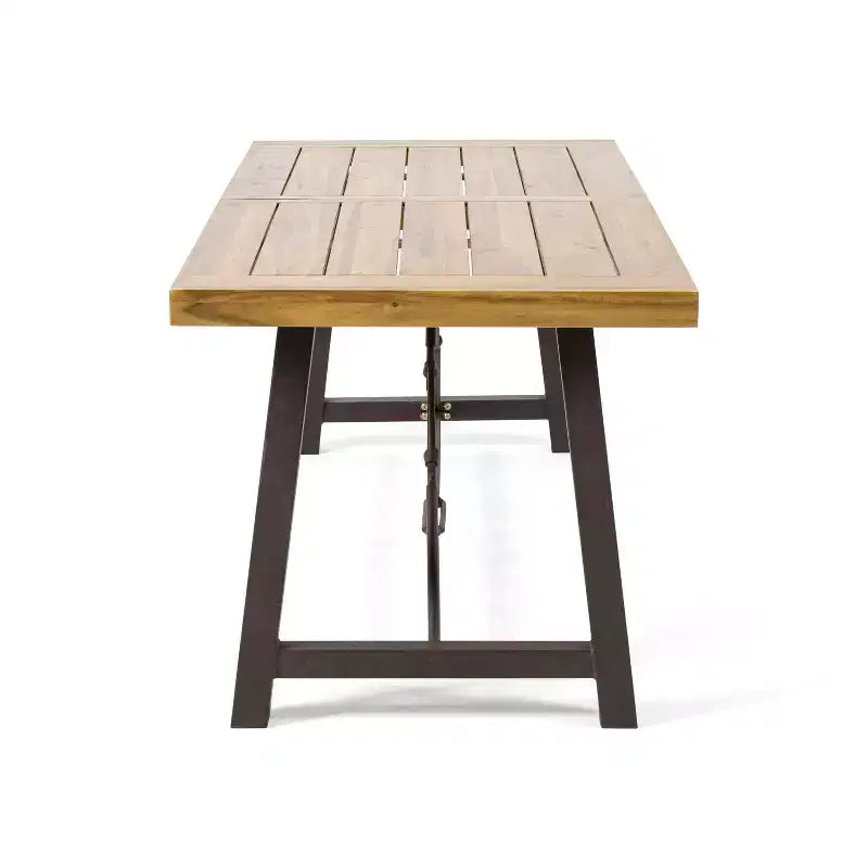 Christopher Knight Home Boland Set da Pranzo da Esterno di 6 Pezzi in Vimini e Legno di Acacia con Panca, Teak/Marrone Multitonale