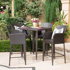 Christopher Knight Home Landis Outdoor Wicker 5 Piece Bar Set, Multibrown