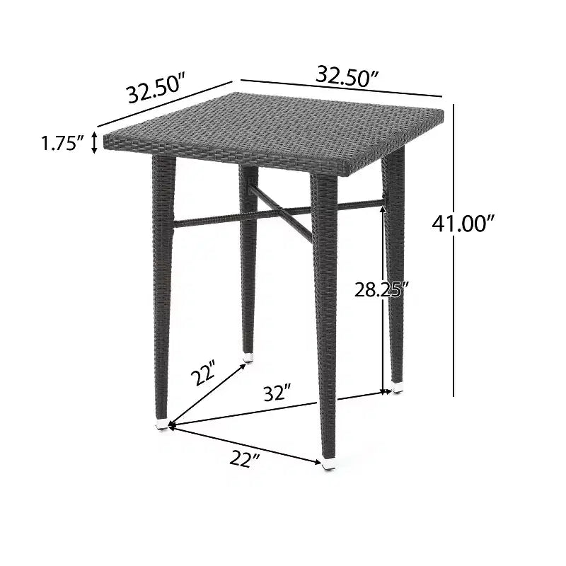 Christopher Knight Home Landis Set Bar da Esterno in Rattan Sintetico da 5 Pezzi, Multimarrone