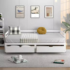 Costway Divano Letto Trasformabile da Singolo a Matrimoniale con 2 Cassetti, Struttura in Legno, per Camera da Letto e Soggiorno, Bianco/Ciliegio