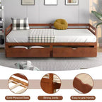 Costway Divano Letto Trasformabile da Singolo a Matrimoniale con 2 Cassetti, Struttura in Legno, per Camera da Letto e Soggiorno, Bianco/Ciliegio
