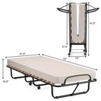 Letto Pieghevole Costway Richiudibile per Ospiti con Materasso in Memory Foam Fabbricato in Italia