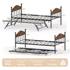 Divano letto a giorno gemello con letto estraibile Elegante telaio in metallo, letto a rotelle sollevabile, perfetto per qualsiasi ambiente