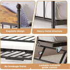 Divano letto a giorno gemello con letto estraibile Elegante telaio in metallo, letto a rotelle sollevabile, perfetto per qualsiasi ambiente