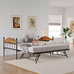 Divano letto a giorno gemello con letto estraibile Elegante telaio in metallo, letto a rotelle sollevabile, perfetto per qualsiasi ambiente