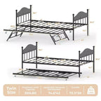 Divano letto a giorno gemello con letto estraibile Elegante telaio in metallo, letto a rotelle sollevabile, perfetto per qualsiasi ambiente
