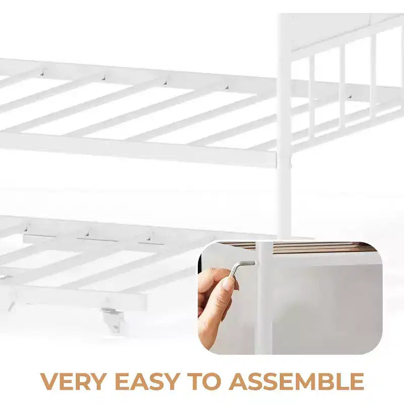 Divano letto a giorno gemello con letto estraibile Elegante telaio in metallo, letto a rotelle sollevabile, perfetto per qualsiasi ambiente