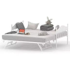 Divano letto a giorno gemello con letto estraibile Elegante telaio in metallo, letto a rotelle sollevabile, perfetto per qualsiasi ambiente