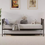 Divano letto a giorno gemello con letto estraibile Elegante telaio in metallo, letto a rotelle sollevabile, perfetto per qualsiasi ambiente