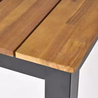 GDFStudio Miramar Set da pranzo da esterno a 7 pezzi in resina di polipropilene e legno di acacia con tavolo da 70, nero e teak