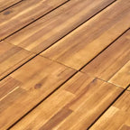 GDFStudio Miramar Set da pranzo da esterno a 7 pezzi in resina di polipropilene e legno di acacia con tavolo da 70, nero e teak