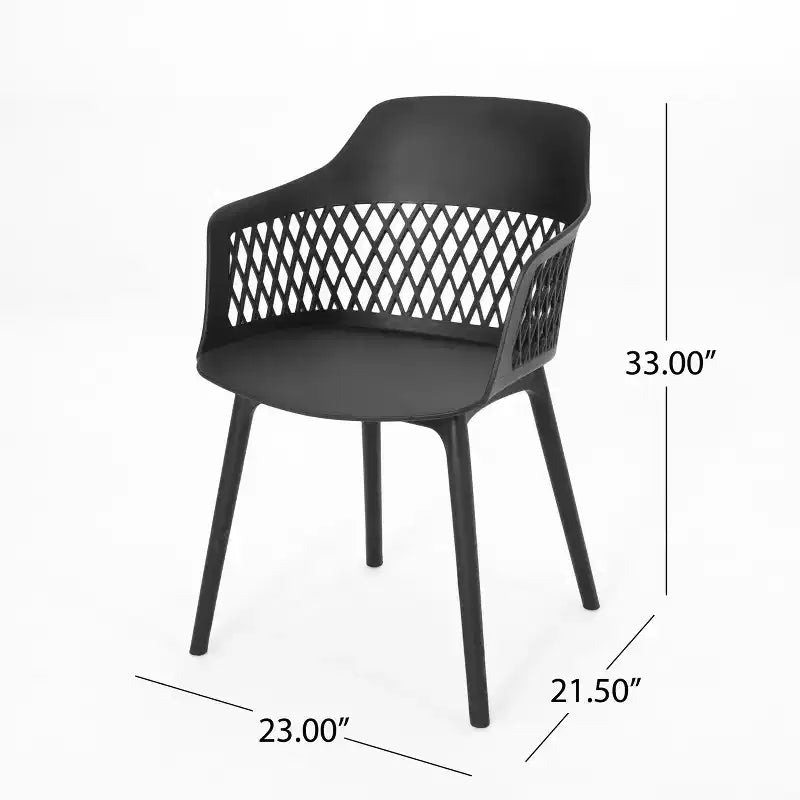 GDFStudio Miramar Set da pranzo da esterno a 7 pezzi in resina di polipropilene e legno di acacia con tavolo da 70, nero e teak