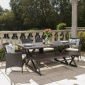 Christopher Knight Home Absher Set da pranzo da esterno a 6 pezzi in vimini e alluminio con panca