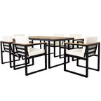 Whisen Set da Pranzo da Esterno 7 Pezzi, Tavolo e Sedie da Pranzo per Patio con Cuscini Rimovibili