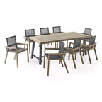 Christopher Knight Home Claude Set da pranzo da esterno 9 pezzi in rete e legno di acacia con tavolo da 79