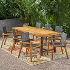 Christopher Knight Home Claude Set da pranzo da esterno 9 pezzi in rete e legno di acacia con tavolo da 79