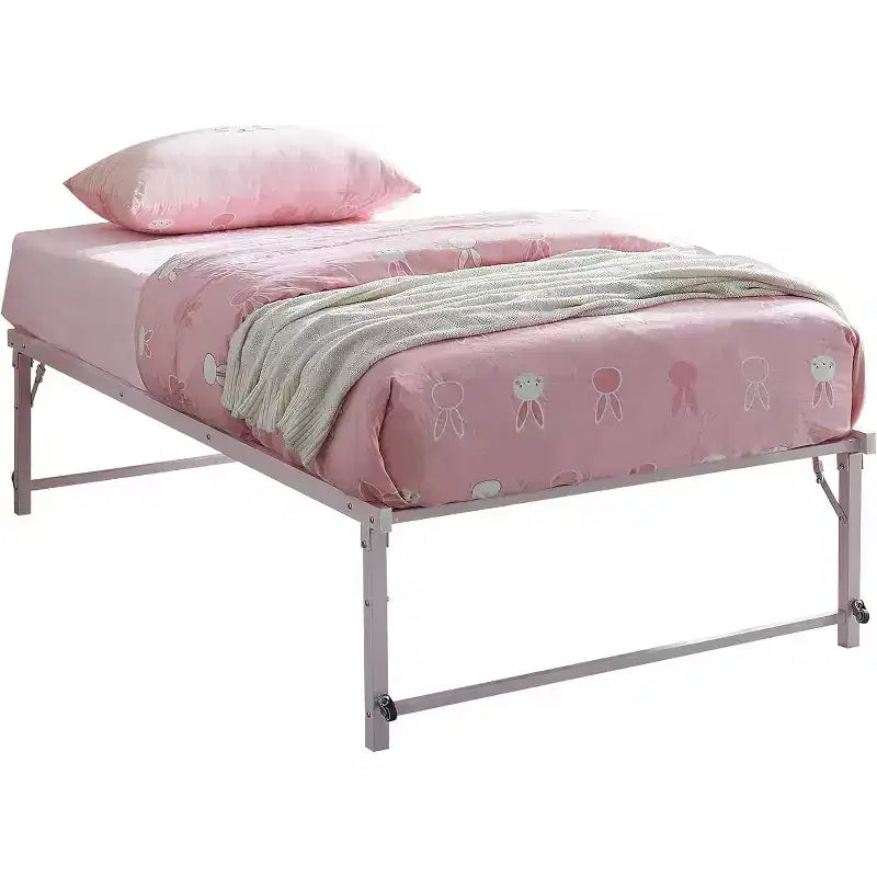 Kings Brand Furniture Letto Estraibile a Scomparsa in Metallo Misura Doppia con Ruote - Soluzione Salvaspazio Robusta ed Elegante
