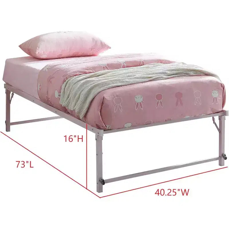 Kings Brand Furniture Letto Estraibile a Scomparsa in Metallo Misura Doppia con Ruote - Soluzione Salvaspazio Robusta ed Elegante