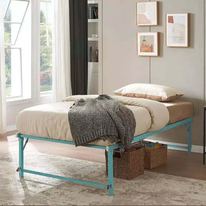 Kings Brand Furniture Letto Estraibile a Scomparsa in Metallo Misura Doppia con Ruote - Soluzione Salvaspazio Robusta ed Elegante
